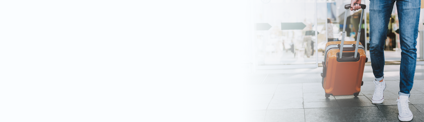 A person wheeling a suitcase.