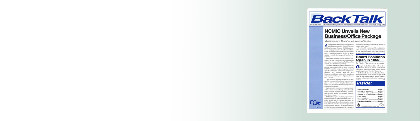 1991 issue of Back Talk chiropractic newsletter